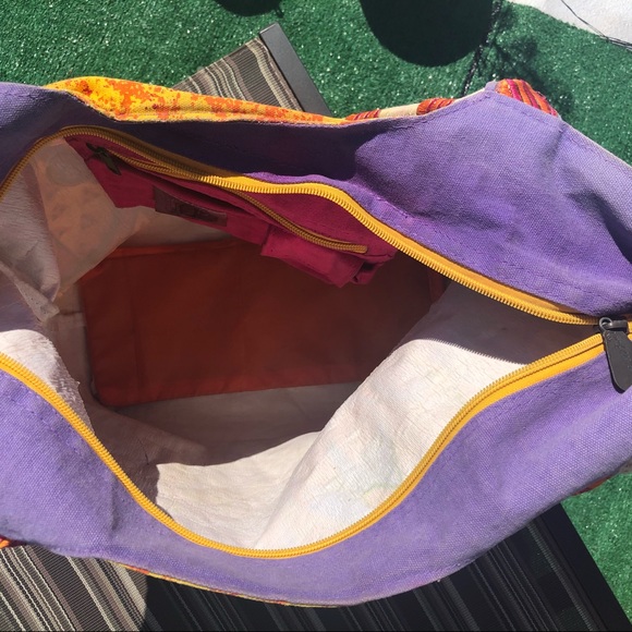 Laurel Burch Large Tote Bag 19" - Colorful Cats Feline Art Print - Canvas Bag - Picture 11 of 16